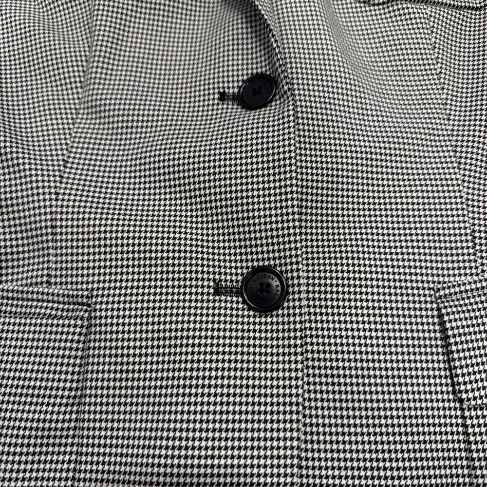 Lauren Ralph Lauren Houndstooth Two Button Blazer Jacket Black & White Size 12 - Picture 2 of 9